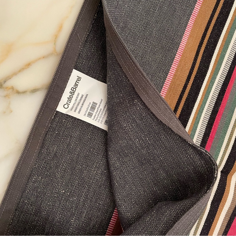 Crate & Barrel striped kidney pillow casing